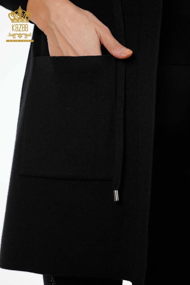 Grossiste Femmes Tricots Gilet Coloré Floral Brodé Longues Poches - 16844 | KAZEE - 28