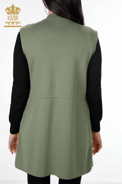 Vente en gros de tricots pour femmes gilet poche lettrage pierre bord brodé rayure - 16829 | KAZEE - 31