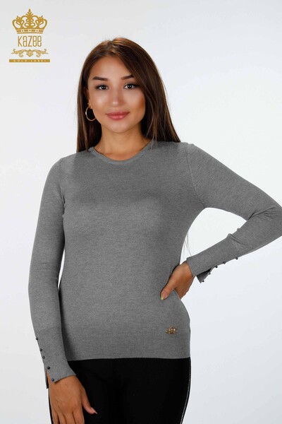Vente en gros de tricots pour femmes Boutons de manchette ras du cou détaillés - 14337 | KAZEE - Thumbnail