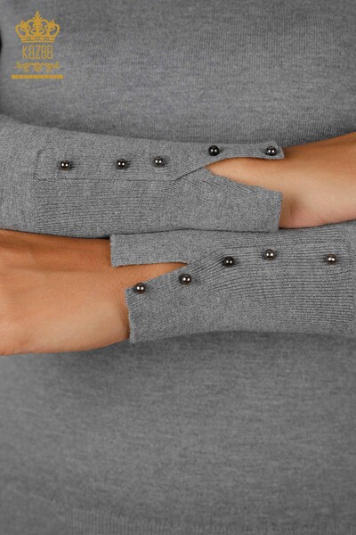 Vente en gros de tricots pour femmes Boutons de manchette ras du cou détaillés - 14337 | KAZEE - 3