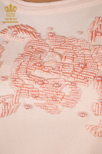 Vente en gros Tricots pour femmes Broderie de pierre à motifs roses - 16178 | KAZEE - Thumbnail