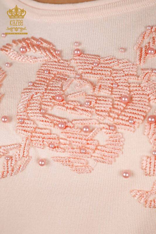 Vente en gros Tricots pour femmes Broderie de pierre à motifs roses - 16178 | KAZEE