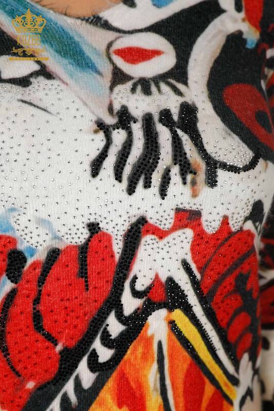 Vente en gros de pull en tricot pour femmes Angora Digital Print Mixed Pattern - 18927 | KAZEE