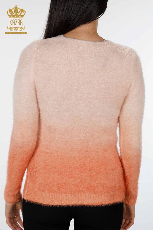 Vente en gros de pull en tricot pour femme deux couleurs transition pierre brodée - 18496 | KAZEE