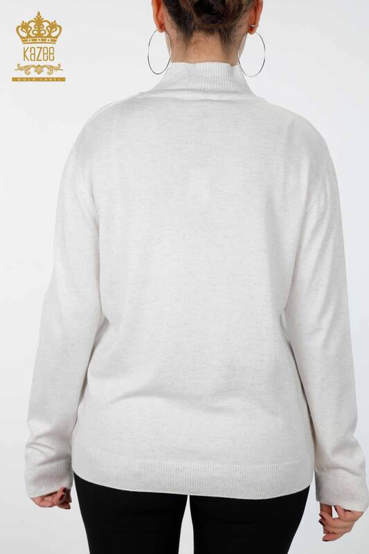 Vente en gros Pull en maille pour femmes Stand Long Sleeve Basic Oversize - 15126 | KAZEE