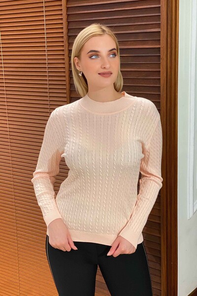 Grossiste Tricot Femme Pull Col montant Tricot cheveux - 15291 | KAZEE - Thumbnail