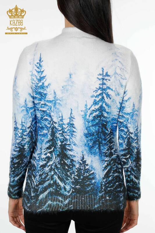 Vente en gros de pull en tricot pour femme imprimé numérique à motifs colorés Angora - 18925 | KAZEE