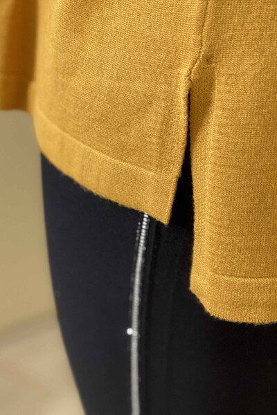 Vente en gros de pull en tricot écrit brodé de pierres colorées pour femmes - 16012 | KAZEE - Thumbnail