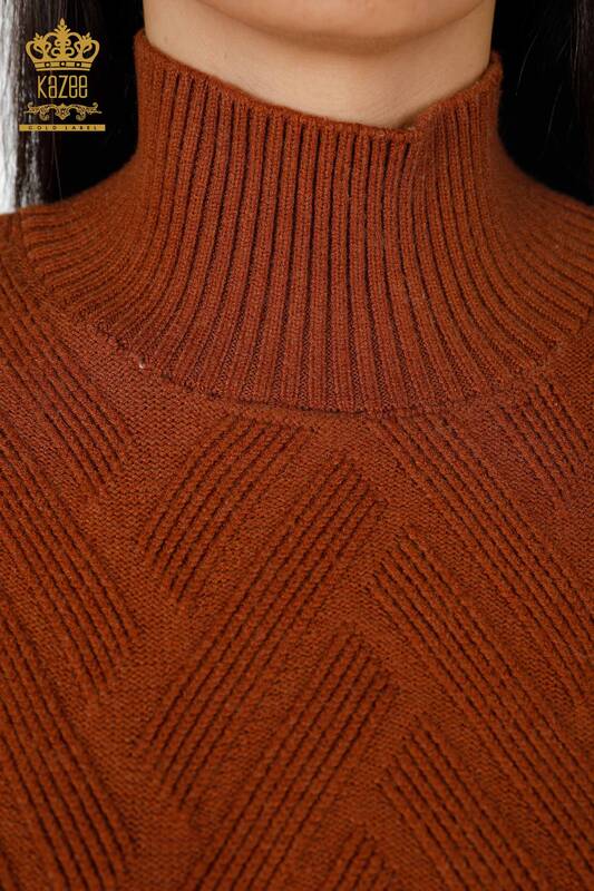 Vente en gros de pulls en tricot pour femmes sur les côtés avec cravate à motifs de base - 30000 | KAZEE