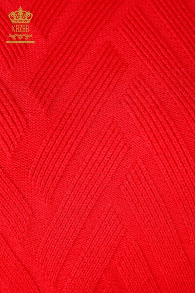 Vente en gros de pulls en tricot pour femmes sur les côtés avec cravate à motifs de base - 30000 | KAZEE - Thumbnail
