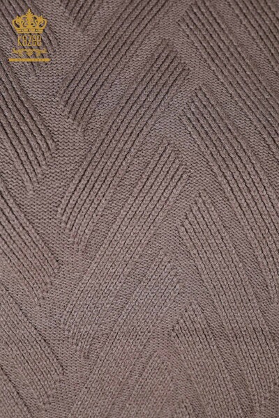 Vente en gros de pulls en tricot pour femmes sur les côtés avec cravate à motifs de base - 30000 | KAZEE - Thumbnail