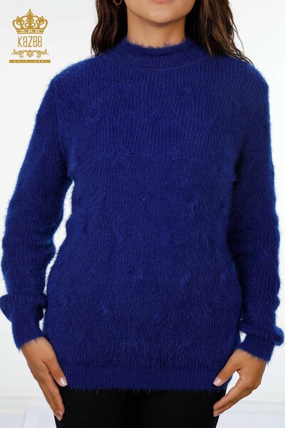 Vente en gros de pull en tricot pour femmes cheveux tricotés basiques à manches longues en viscose - 19063 | KAZEE - Thumbnail