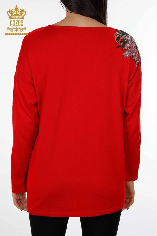 Vente en gros de pull en tricot pour femmes épaule fleur à motifs pierre brodée - 16943 | KAZEE