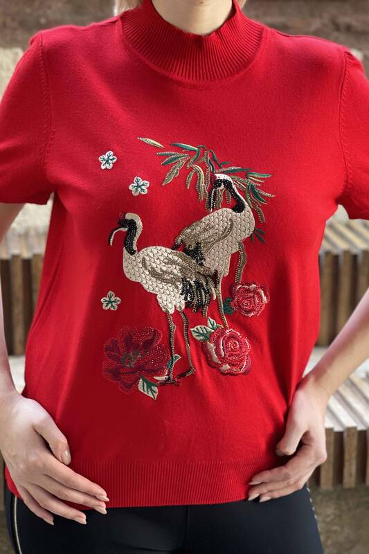 Vente en gros de pull en tricot pour femmes à manches courtes à motif floral - 16600 | KAZEE