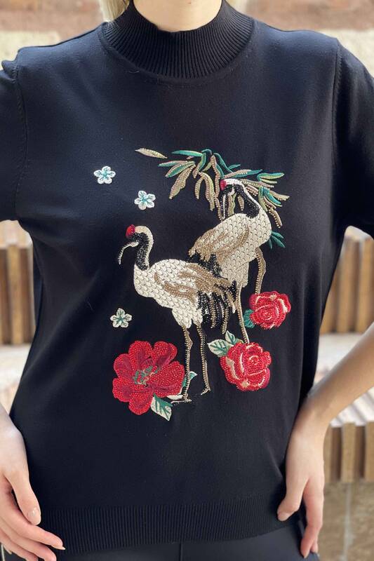 Vente en gros de pull en tricot pour femmes à manches courtes à motif floral - 16600 | KAZEE