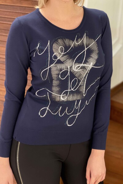 Vente en gros de pull en tricot pour femme imprimé col rond - 16514 | KAZEE - Thumbnail