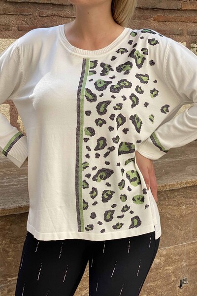 Kazee - Pull en tricot à col rond et motif léopard en gros pour femmes - 16472 | KAZEE (1)