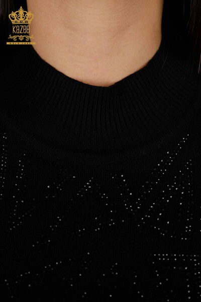 Vente en gros de pull en tricot pour femmes à manches courtes à motifs brodés de pierre - 16931 | KAZEE - Thumbnail