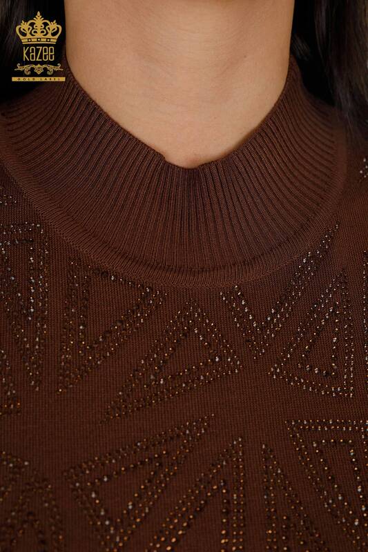 Vente en gros de pull en tricot pour femmes à manches courtes à motifs brodés de pierre - 16931 | KAZEE