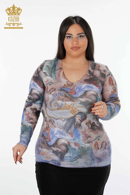 Vente en gros de pull en tricot à motifs angora pour femmes - 18332 | KAZEE