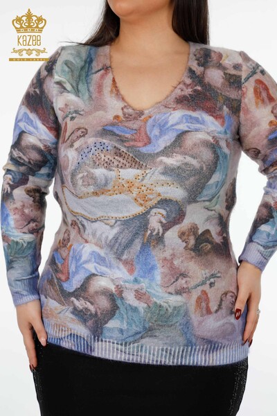 Vente en gros de pull en tricot à motifs angora pour femmes - 18332 | KAZEE - Thumbnail