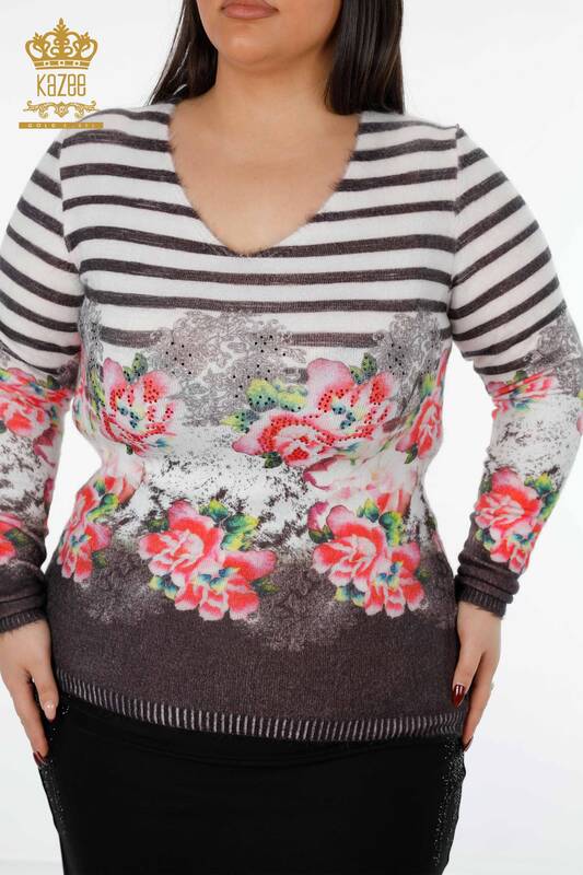 Vente en gros de pull en tricot à motifs angora pour femmes - 18513 | KAZEE
