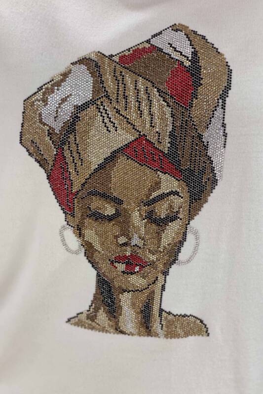 Vente en gros de pull en tricot pour femmes motif brodé de pierre - 16103 | KAZEE