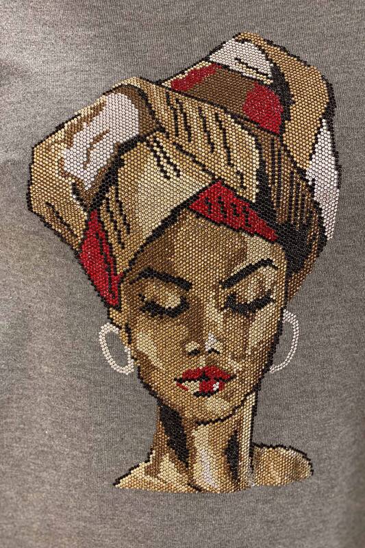 Vente en gros de pull en tricot pour femmes motif brodé de pierre - 16103 | KAZEE