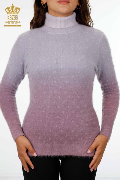 Vente en gros de pull en tricot pour femmes à pois transition de couleur détaillée - 18796 | KAZEE - Thumbnail
