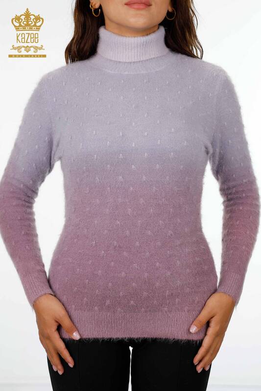 Vente en gros de pull en tricot pour femmes à pois transition de couleur détaillée - 18796 | KAZEE