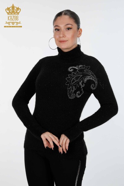 Vente en gros de pull en tricot pour femmes motif brodé de pierre à pois - 18901 | KAZEE - Thumbnail