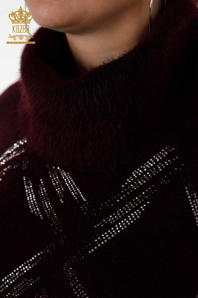 Vente en gros de tunique de tricot pour femmes motif de cou brodé de pierre de poche - 18905 | KAZEE - Thumbnail