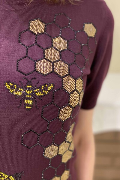 Vente en gros de tricots pour femmes brodés de pierre figurée d'abeille - 15880 | KAZEE - Thumbnail