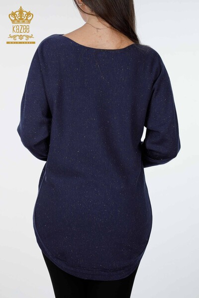 en gros de tricots pour femmes avec texte détaillé poche pierre brodée - 16251 | KAZEE - Thumbnail