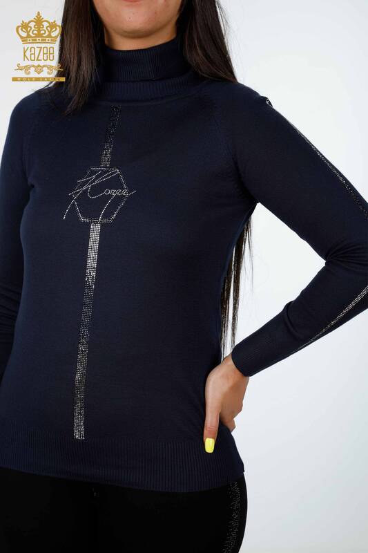 Vente en gros de tricots pour femmes Kazee Logo Stone brodé sur les manches - 16633 | KAZEE