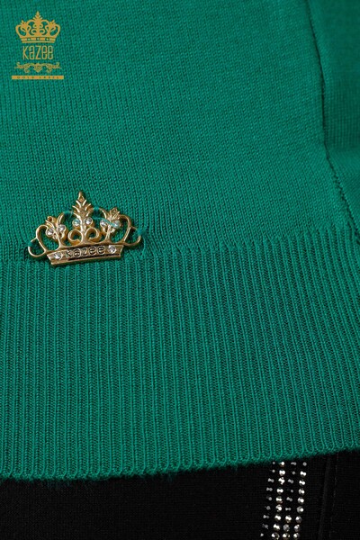 Grossiste en Tricots pour Femmes Col Roulé Détaillé à Boutons de Manchette Basique - 14338 | KAZEE - Thumbnail