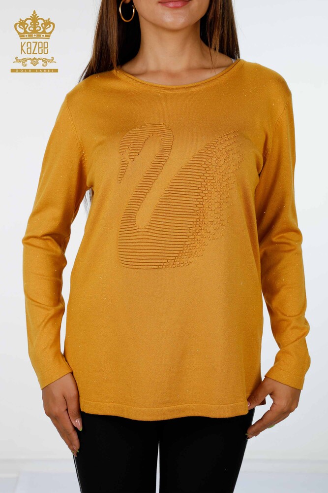 Vente en gros de Tricots pour femmes à motif de cygne et à paillettes brodées Transition - 15847 | KAZEE - 12