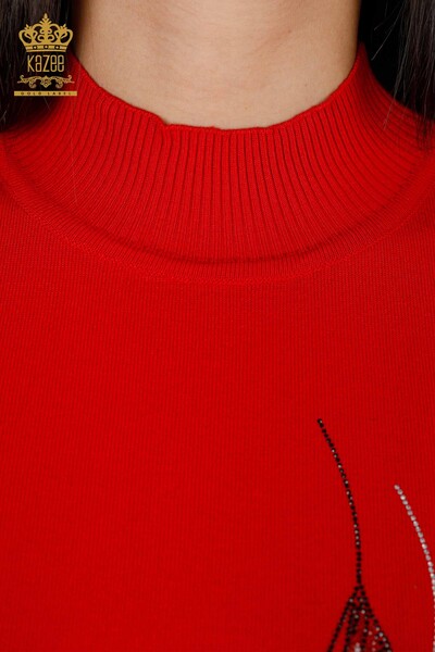 Vente en gros de tricots pour femmes papillon à motifs manches rayures ligne pierre brodée - 16898 | KAZEE - Thumbnail