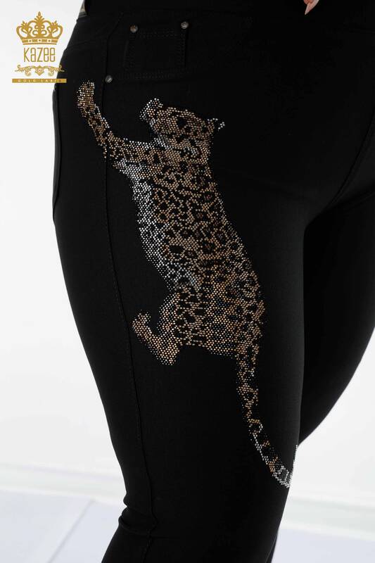 Grossiste Pantalon Leggings Femme Motif Tigre Noir - 3646 | KAZEE
