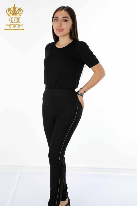 Grossiste Pantalon Leggings Femme Noir - 3608 | KAZEE