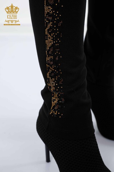 Grossiste Pantalon Leggings Femme Noir Avec Bouton - 3426 | KAZEE - Thumbnail