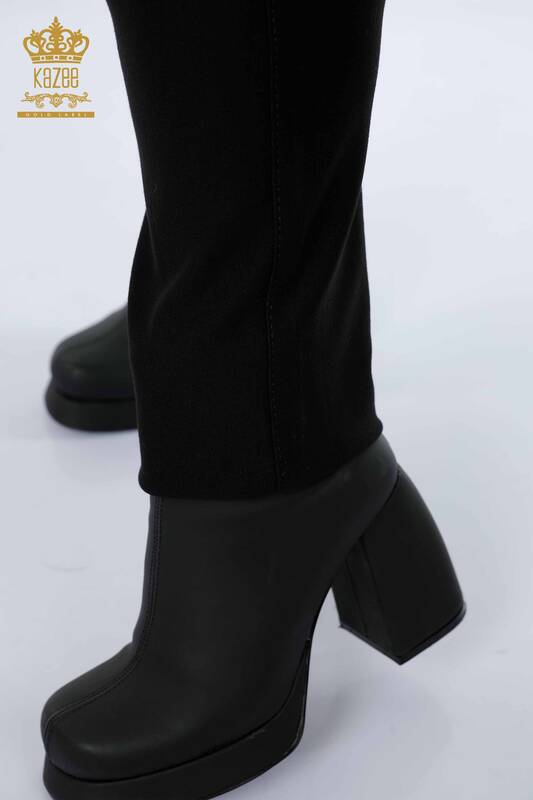 Grossiste Pantalon Leggings Femme Motif Léopard Noir - 3648 | KAZEE