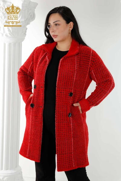 Vente en gros de manteaux en angora rouge pour femmes - 19055 | KAZEE - Thumbnail