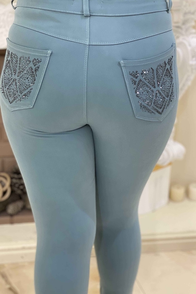 Vente en gros de pantalons brodés de pierres colorées pour femmes - 3283 | KAZEE - Thumbnail