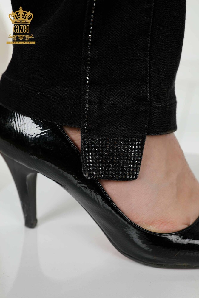 Grossiste Jeans Femme Sliver Stone Brodé Noir - 3653 | KAZEE - 11