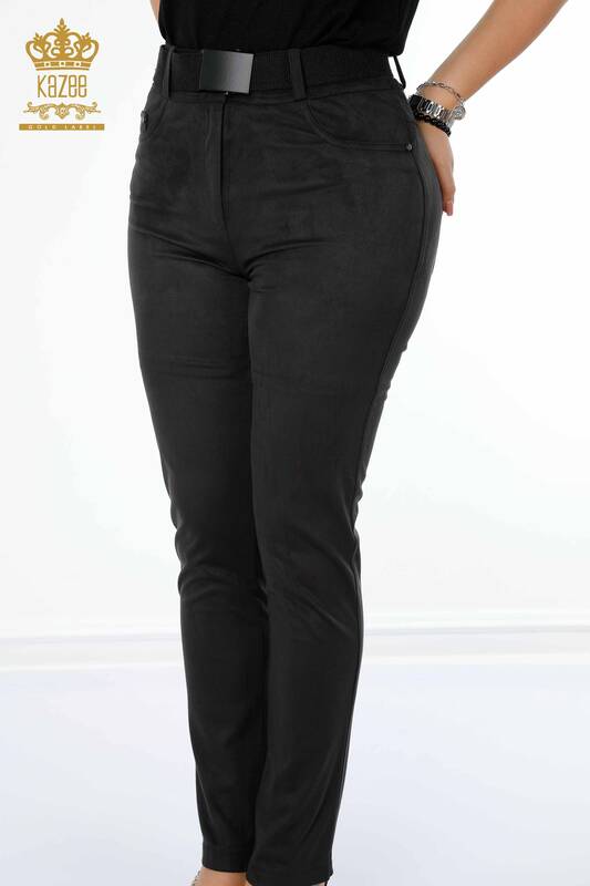 Grossiste Jeans Femme Noir Avec Ceinture - 3358 | KAZEE