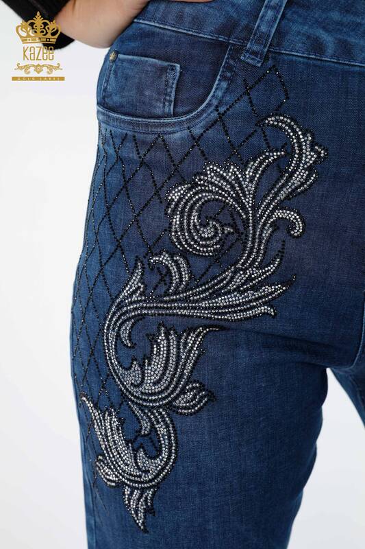Ligne de broderie à motifs de jeans pour femmes en gros détaillée - 3542 | KAZEE