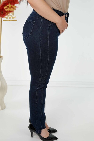 Grossiste Jeans Femme Stripe Stone Brodé Bleu Marine - 3653 | KAZEE - 13