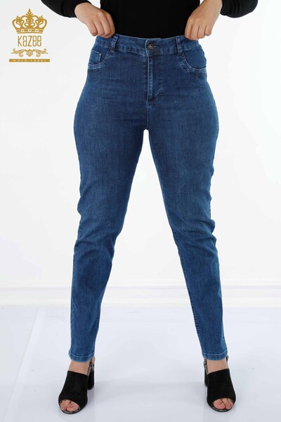 Grossiste Jeans Femme Couleur Cristal Pierre Brodée Coton - 3588 | KAZEE - Thumbnail