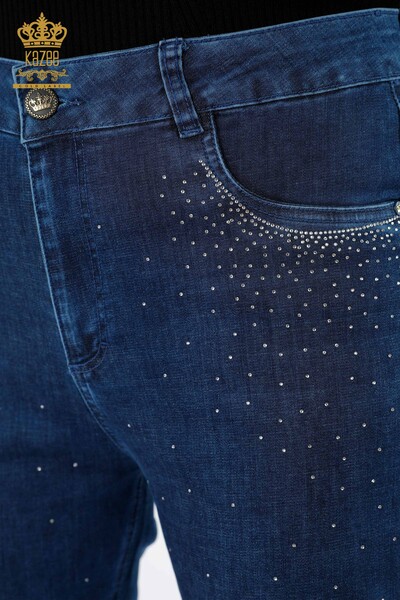 Grossiste Jeans Femme Couleur Cristal Pierre Brodée Coton - 3588 | KAZEE - Thumbnail